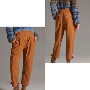 Anthropologie Cropped Utility Pants in Rust Orange